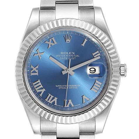 rolex datejust ii blue roman numerals|Rolex Datejust blue face 41mm.